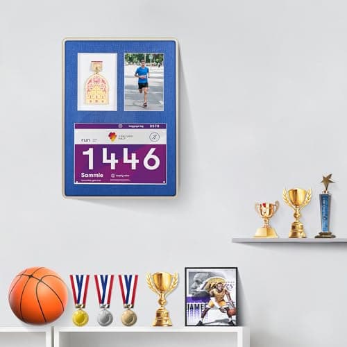 Medal Display Shadow Box, Gold Aluminum Frame, Acrylic Panel for Sports Awards,Marathon Runner, Military Awards and Triathlon (3-in-1) - Thumbnail 3