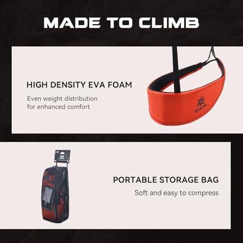 KAILAS Safety Climbing Harness Professional Mountaineering Lightweight Rock Climbing Gear Protect Waist Safety Belt Orange Red M - Thumbnail 6