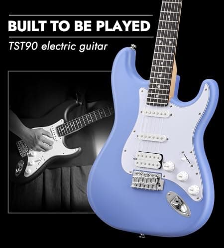 Tostar 39" Solid Body Electric Guitar for Beginner & Intermediate, HSS-MBL - Thumbnail 5