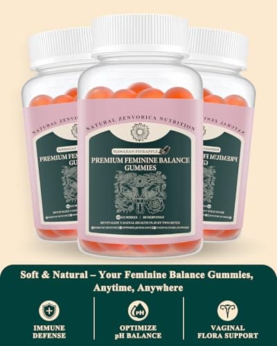 Zenvorica Premium Feminine Balance Gummies for Women - Hawaiian Pineapple pH Balance Probiotic Gummies for Odor and Flora Wellness, Immune Support, Vegan, 60 Count - Thumbnail 2