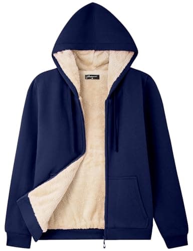 Bumeex Women's Jacket Hoodie Sherpa Fleece Lined Fall Winter Spring Warm Zip Up Outfits Sweater Clothes Clothing Sweatshirt Navy Medium - Image 1