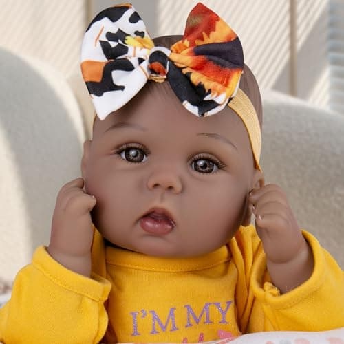 Milidool Lifelike Black Reborn Baby Dolls Girl - 18 Inches Realistic Girl Baby Doll Black American Newborn Weighted Real Life Baby Dolls, Girls Gifts Set for Kids 3+, Pretend Play, Collection - Image 1