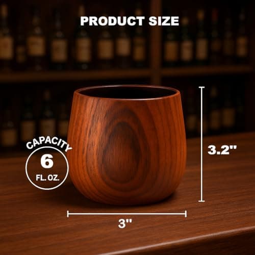 Lotnafee 2 Pack Charred Wooden Whiskey Glasses – Bourbon Tumblers for Men with Burnt Interior – Old Fashioned Cocktail Cups – Gifts for Dad, Men, Brother, or Whiskey Lovers - Thumbnail 3
