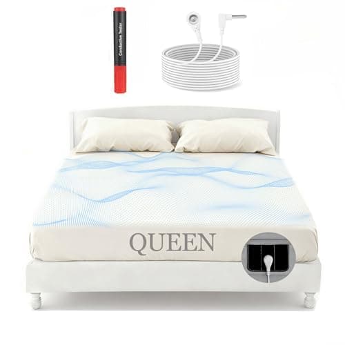 Grounding Sheets with 88% Organic Cotton & 12% Silver Fiber, Grounding Sheets Queen Size, Conductive Earthing Sheet for Better Sleep, Stress Relief (60.2"x 80"x 15" White) - Image 1