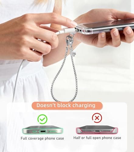 ROCONTRIP Metal Phone Lanyard with Gold Chain Detachable Phone Chain Wristlet with 2 Tether Tabs Universal iPhone Wrist Strap Premium Metal Buckles,Non-Rust,Unbreak iPhone Wristlet For Travel Shopping - Thumbnail 5