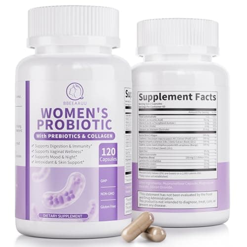 BBEEAAUU Women's Probiotics for Vaginal* pH Balance with Lactobacillus & Prebiotics & Collagen & Cranberry Womens Probiotic, for Vagina*, Digestion* & Immunity*, Gluten Free, 120 Capsules - Image 1
