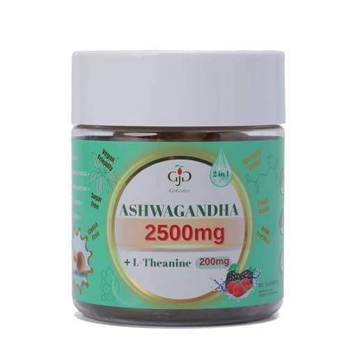 GoGumii Ashwagandha L-Theanine Gummies 2500mg with GABA & Saffron, Liquid-Filled Burst, Sugar-Free Vegan Gluten-Free, Supports Stress Management & Focus, 60 Count