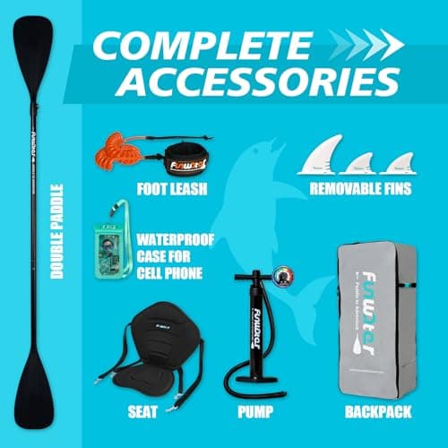 FunWater Inflatable Stand Up Paddle Boards Ultra-Light SUP Wide Stable Design Non-Slip Comfort Deck for Youth & Adults with Premium SUP Board Paddle Accessories - Thumbnail 4