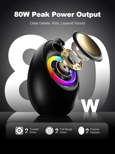 Bluedee Computer Speakers with Subwoofer, 2.1 PC Speakers with Deep Bass and 80W Peak Power, Adapter Powered, Bluetooth 5.4 & USB/USB-C/AUX-in, RGB Desktop Speakers for Computer, Laptop, Monitor - Thumbnail 2