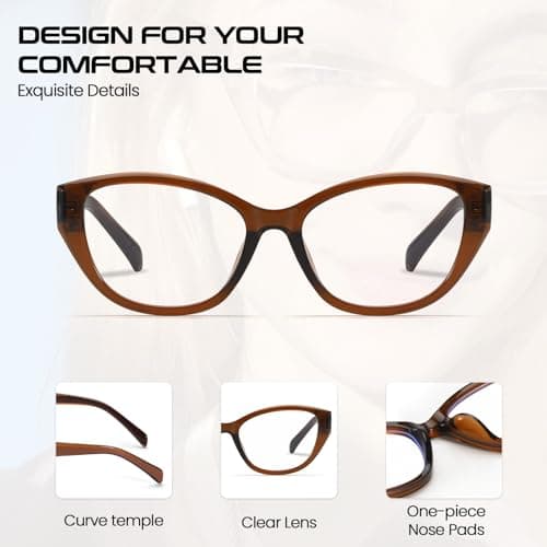 SODQW Designer Blue Light Blocking Glasses for Women Cat Eye Frame Reduce Eyestrain Computer Glasses for Gaming/TV - Thumbnail 4