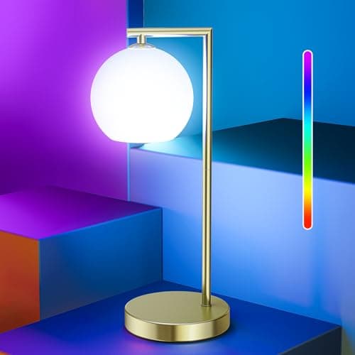 MOITA Cordless Table Lamp for Bedroom, Large LED Lamp for Living Room with Frosted Glass Shade, Bedside Lamps with Remote for Nightstand, 12 RGB Colors and 3 CCT Options - Image 1