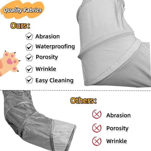 XxingSheep 2-Tier Cat Tunnel & Hammock Bed XXL, 4 Cave Shuttle with Elevated for Multiple Cats Toy Light Grey - Thumbnail 5