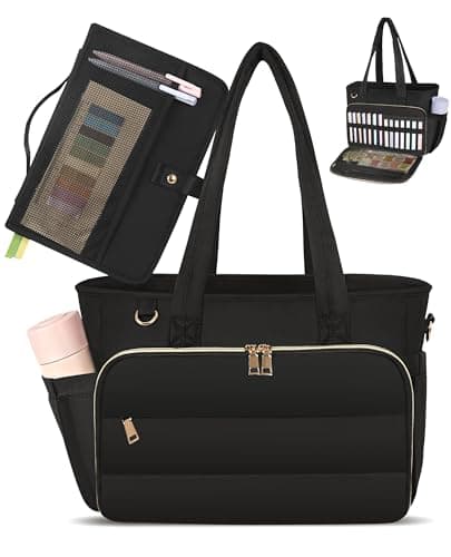 VAYOQON Puffer Tote Bag for Women, Large Quilted Handbag with Laptop Compartments, Work, College, Church & Bible Bag (Black) - Image 1