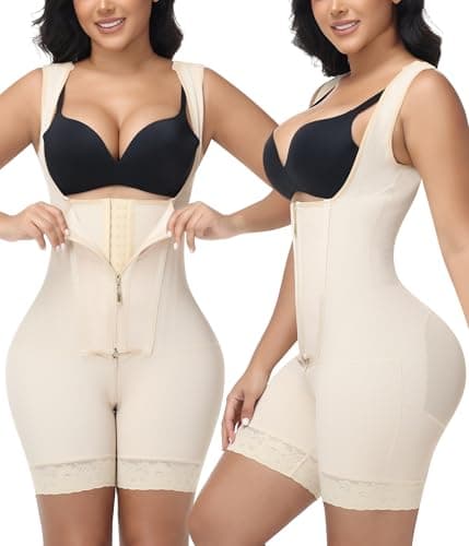 POP CLOSETS Fajas Colombianas Postparto Full Body Shapewear For Women Four Layers High-Compression Beige S - Image 1