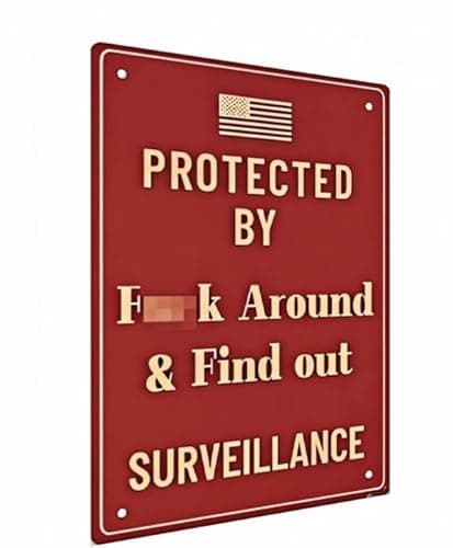 Carastora Funny Warning Metal Tin Sign - Weatherproof Outdoor Safety Sign - for Home, Garage and Office - 8x12 Inch - Image 1