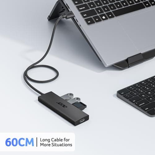 Acer USB Hub 4 Ports, Multiple USB 3.0 Hub, USBA Splitter for Laptop with Type C Power Port, Extender for A Port Laptop, PC, Desktop and More (2ft) - Thumbnail 6