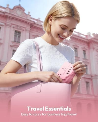 NTONPOWER Pink Extension Cord, Travel Power Strip, 6 Outlets 4 USB Ports(2 USB C), 4ft Extension Cord Wrapped Around Small Power Strip, Compact for Travel, Hotel, Cruise Approved, White - Thumbnail 5