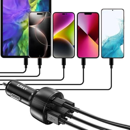 USB C Car Charger Adapter, 5 Ports 75W PD 3.0 Car Phone Charger Fast Charging Compatible with iPhone 16/15/14/13 Pro Max Series, iPad Pro, Galaxy S24/S23/S22/Note 20, Android, Pixel. - Thumbnail 3