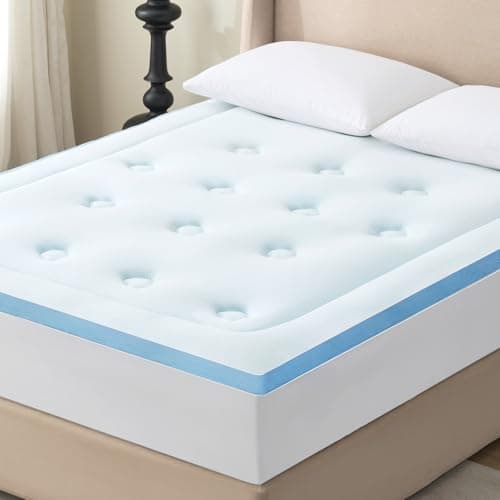 Hansleep Memory Foam Mattress Pad Topper Queen, Queen Foam Mattress Topper Viscose Derived from Bamboo, Queen Size Bed Mattress Pad Cover for Back Pain Relief, 60" x80", 60" x80", White - Image 1