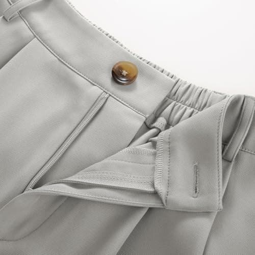 Belle Poque Vintage Skirt Below Knee Length Flowy A Line Office Skirts for Women Trendy Light Grey 2XL - Thumbnail 2