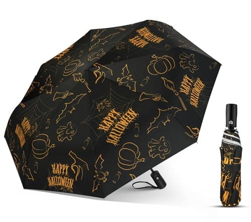 Natuquebrela Folding Portable Umbrella for Travel - Auto Open Close Wind Proof Umbrellas for Rain Goth Vintage Halloween Decor Packable Backpack Umbrella - Image 1