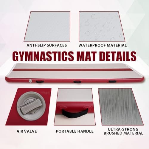 Tuxedo Sailor Inflatable Gymnastics Mat with Electric Pump, Storage Bag, Repair Kit–Air Mat for Home Training, Cheerleading, Yoga - Thumbnail 4