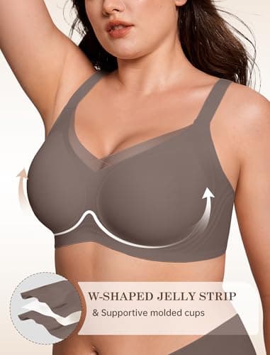 LetsJoli Lace V Seamless Bras for Women No Underwire Bralettes Push Up Wireless Supportive Full Coverage Everyday Bras(Gray,XL) - Thumbnail 2