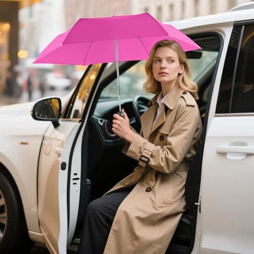 Lejorain Small Umbrella Travel Mini - Foldable Automatic Flat Lightweight Umbrella for Pocket Compact Durable Sturdy Windproof Umbrellas - Thumbnail 2