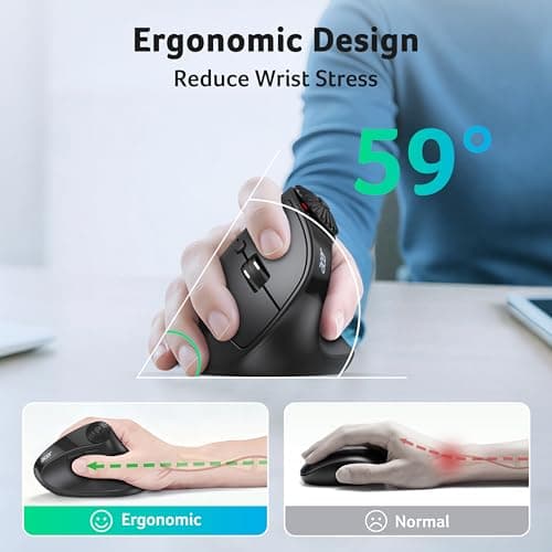 acer Ergonomic Mouse Wireless with Side Scroll Wheel, Bluetooth Mouse for Laptop(BT5.2+2.4GHz), Office Vertical Computer Mice, Small to Medium Sized Hands Ergo Mice, 8 Buttons for PC and Desktop - Thumbnail 3
