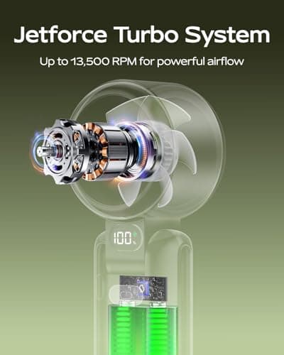 SWEETFULL Portable Handheld Turbo Fan - Portable Fans Rechargeable, 5000mAh, 180° Adjustable, 5 Speed Wind, Digital Display Electric Personal Hand Fan Quiet, Travel Essentials, Beach Vacation (Black) - Thumbnail 4