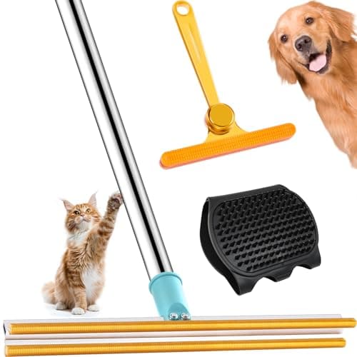 COVITKAN 3 in 1 Carpet Rake for Pet Hair Removal Tool, 51” Adjustable Long Handle Pet Hair Removal Broom, Pet Grooming Brush, Cat Dog Hair Remover Carpet Scraper for Rugs, Mats - Image 1