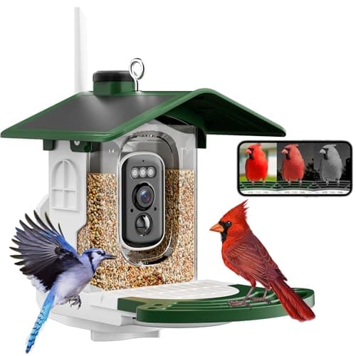 Jarkyfine Smart Bird Feeder with Camera, AI Identify 10,000+ Species, Dual Solar Ports & Monocrystalline Roof, Modular Squirrel-Proof, 2K HD, 30-Day Free Cloud, Gifts for Parents - Image 1