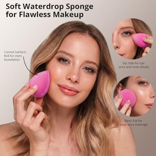 BEAKEY Makeup Brushes Set, Professional Foundation Eyeshadow Concealer Blush Powder Bronzer Applicator, 2 Blender Sponge with Beauty Paper Case - Thumbnail 6