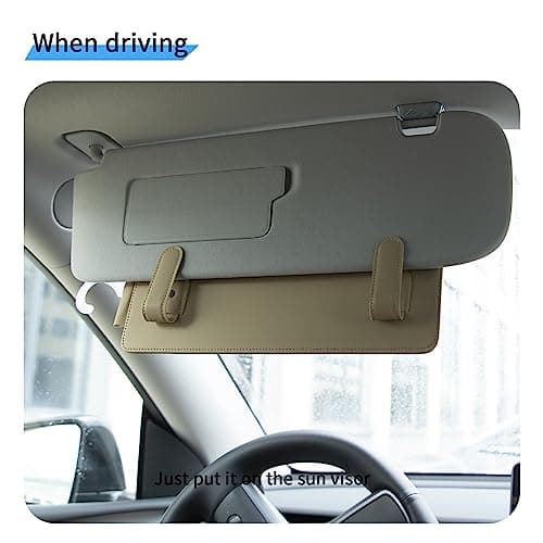 Yuoyar Handicap Placard Holder, Portable Transparent Auto-Placard Protector Hanger Sleeve for Disability Parking (Off-White) - Thumbnail 4