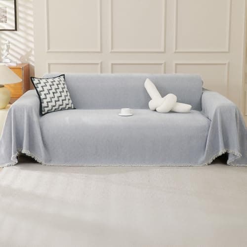 OstepDecor Couch Cover for Dogs, Light Grey Sofa Covers Washable, Sectional Couch Covers for Sofa L Shape, Couch Blanket Cover, Non-Slip Sofa Slipcovers for Pets, 71" x 118" - Image 1