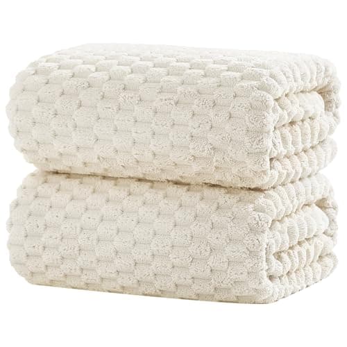 NALIVO Extra Large Bath Towel Sheet-40x80 Inches Oversized,Super Soft,Quick Dry,Microfiber Shower Towels Highly Absorbent,Plush Bathroom Towels for Adults, Premium Quality (Cream, 2PCS) - Image 1