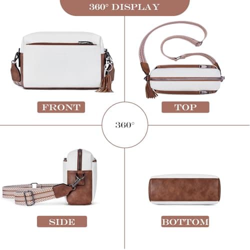Roulens Triple Zip Small Crossbody Bag for women,Wide Strap Cell Phone Purse Shoulder Handbag Wallet with Credit Card Slots - Thumbnail 4