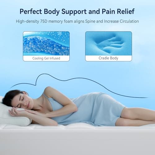 ELEMUSE 3 Inch King Size Dual Layer Memory Foam Mattress Topper, 2 Inch Premium Cooling Gel Memory Foam, 1 Inch Soft Pressure Relief Pillowtop Mattress Pad, CertiPUR‑US Certified, Sleep Upgrade - Thumbnail 5