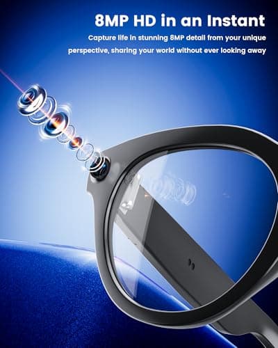Orpnkna AI Smart Glasses with 8MP Camera, Continuous 12-Min 1200P Video Recording, Real-Time Translation & Voice Assistant, Open-Ear Bluetooth Audio for Vlogging, Travel & Meetings - Thumbnail 3