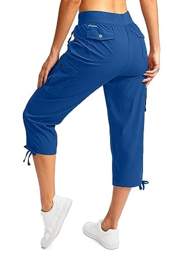 Soothfeel Women's Cargo Capris Pants with 6 Pockets Lightweight Quick Dry Travel Hiking Summer Pants for Women Casual (Royal Blue, XXL) - Thumbnail 2