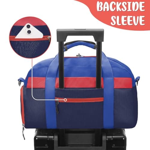 WOOMADA Travel Duffle Bag, Weekend Bag with Wet Pocket & Trolley Sleeve, Overnight Bag With Shoe Compartment, Fit for Sports Practice, Travel and Gifts(navy blue) - Thumbnail 6
