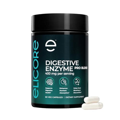 ELICORE Digestive Enzyme Pro Blend with Bromelain & Papaya Enzyme Gas and Bloating Relief for Women and Men, Gut & Digestive Health Supplement – Gluten-Free – 60 Veg Capsules - Image 1