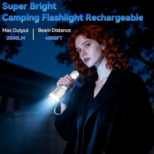 Flashlight Rechargeable with Work Light,990000 Lumens Super Bright Flashlight High Lumens, Handheld Flash Light Battery Powered with 9 Modes & IPX7 Waterproof, Camping Flashlights for Home Outdoor - Thumbnail 3
