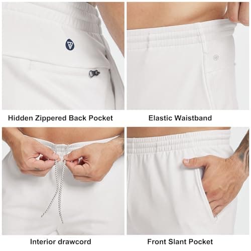 M MAELREG Mens Fleece Sweatpants with Zipper Pocket Tapered Golf Joggers for Men Running Jogging Gym Warm Pants Oyster Grey - Thumbnail 6