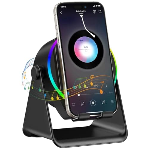 TARKARI Wireless Induction Speaker, 5 in 1 Bluetooth Speaker, 360° Rotation Cell Phone Stand with Ambient Light Compatible with iPhone iPad Android Tablet, Birthday Gifts for Women Men Him - Image 1