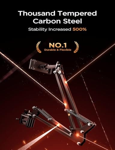 LISEN Tablet Stand iPad Stand for Desk Mount [Ultra Sturdy 2 Clamps] iPad Holder for Tablet Holder Mount Desk Accessories for Men fits iPhone Kindle 4-13" Device Valenties Day Gifts for Women (Black) - Thumbnail 5