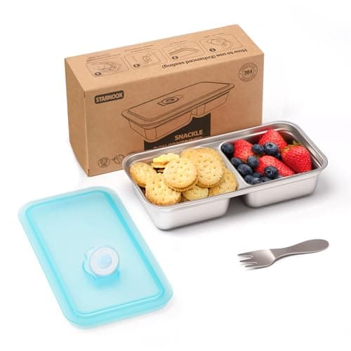 STARNOOK Stainless Steel Snack Containers,Food Storage,2 Compartment,Condiment Containers with Lids,Snack Containers 1 PCS - Image 1