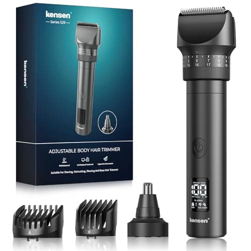 Beard Trimmer for Men - 42 Adjustable Length Settings Hair Clippers, Professional Body Hair Trimmer for Men Precision Facial Hair Trimming IPX6 Waterproof Nose Trimmers LED Display Mustache Trimmers