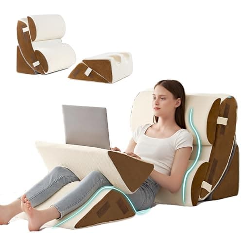 Hansleep Bed Wedge Pillow Set for After Surgery 6PCS, Post Surgery Pillow for Sleep Apnea and Acid Reflux Relief, Adjustable Reading Pillows Back Support with Memory Foam, Beige, 23" - Image 1
