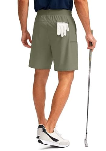 Viodia Men's 7" Golf Shorts with 5 Pockets Elastic Waist Dry Fit Stretch Lightweight Shorts for Men Hiking Casual Athletic Dusty Green - Thumbnail 3